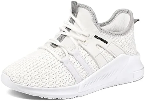runside boys girls tennis shoes kids lightweight breathable sneakers lace up running athletic shoes for toddlerlittle kidbig kid white