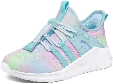 runside girls tennis shoes lightweight sports kids sneakers lace up for runningwalking toddlerlittle kidbig kid gradient blue
